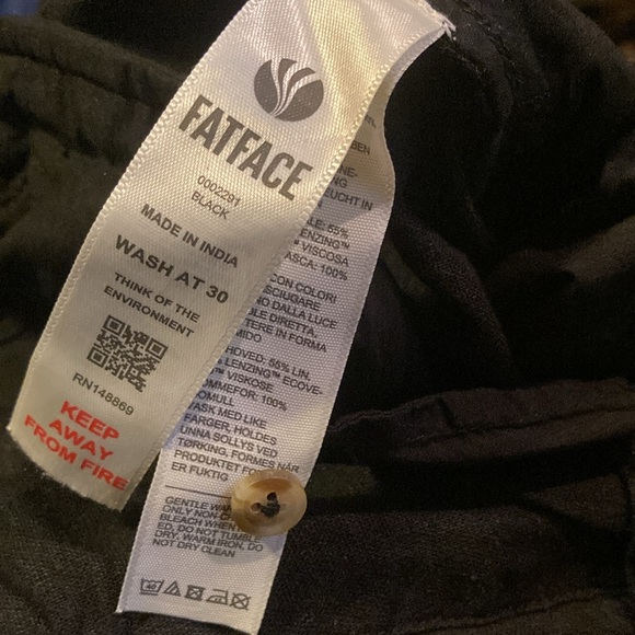 Fat Face | Black Linen/Viscose Pants with Adjustable Roll Up Hem - Picture 7 of 8